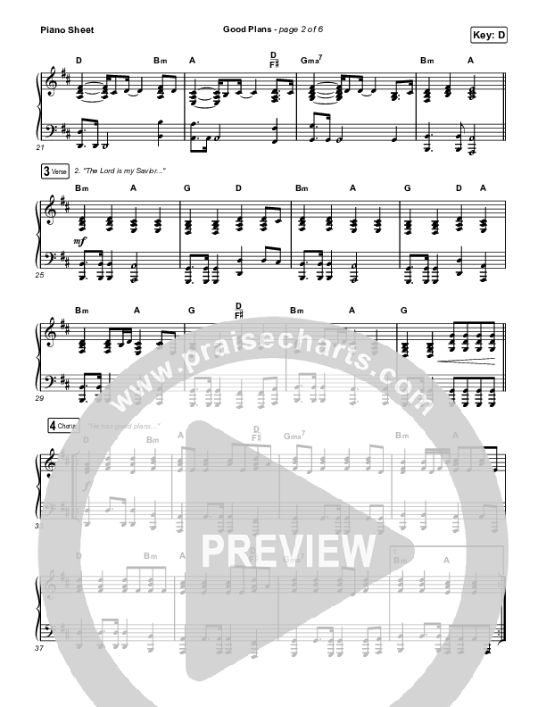 Good Plans Piano Sheet (Red Rocks Worship)
