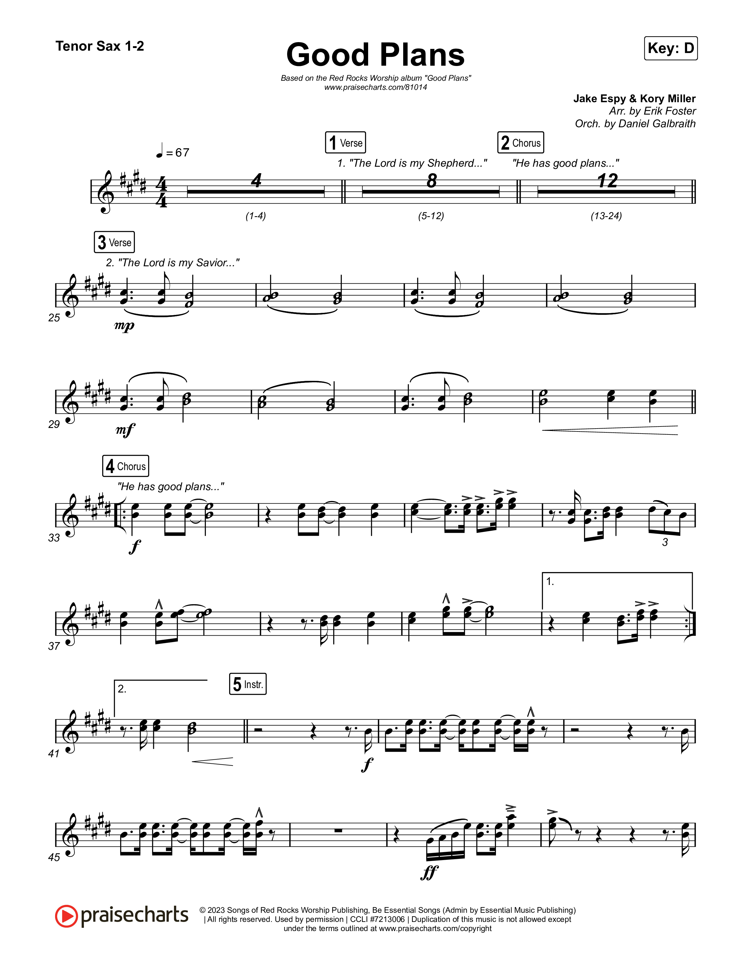 Good Plans Tenor Sax 1/2 (Red Rocks Worship)