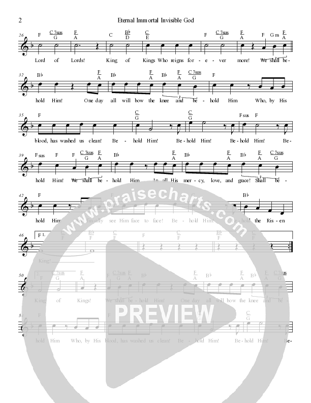 Eternal Immortal Invisible God Lead Sheet Melody (Dennis Jernigan)