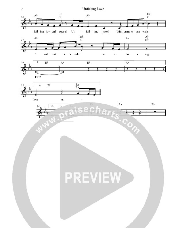 Unfailing Love Lead Sheet Melody (Dennis Jernigan)