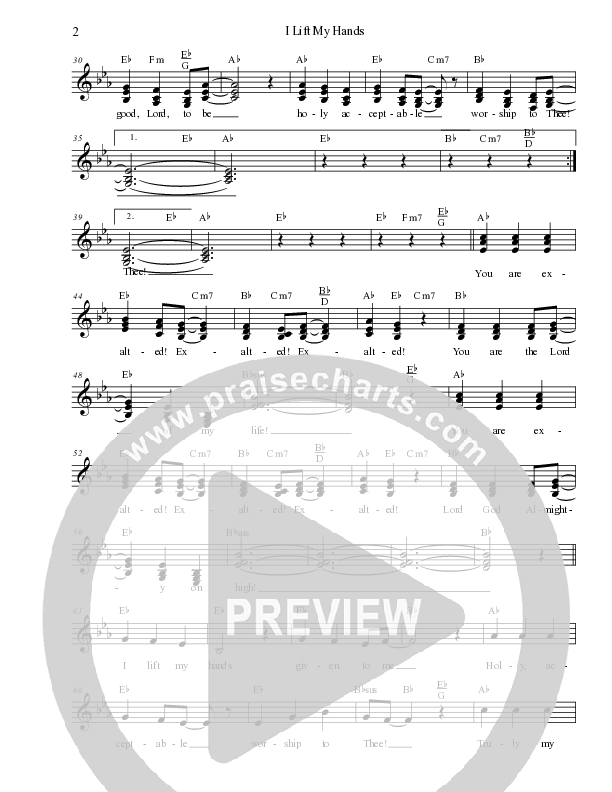 I Lift My Hands Lead Sheet Melody (Dennis Jernigan)