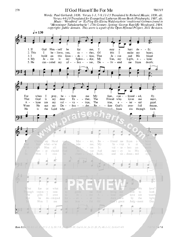 If God Himself Be For Me Hymn Sheet (SATB) (Traditional Hymn)
