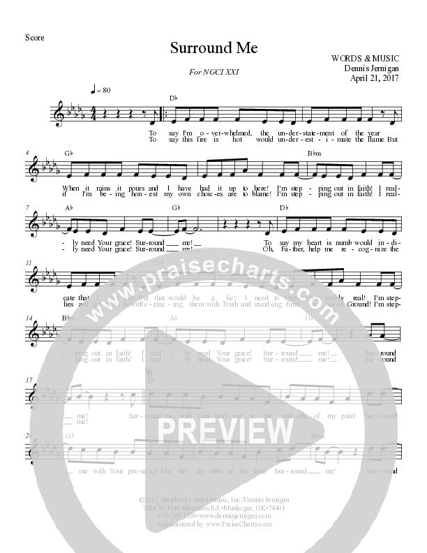 Surround Me Lead Sheet Melody (Dennis Jernigan)