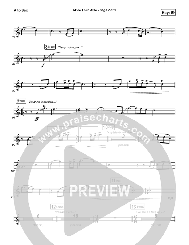More Than Able (Choral Anthem SATB) Sax Pack (Elevation Worship / Chandler Moore / Tiffany Hudson / Arr. Phil Nitz)