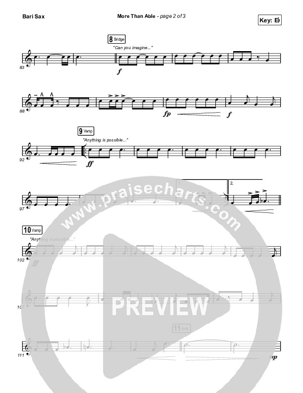 More Than Able (Choral Anthem SATB) Bari Sax (Elevation Worship / Chandler Moore / Tiffany Hudson / Arr. Phil Nitz)