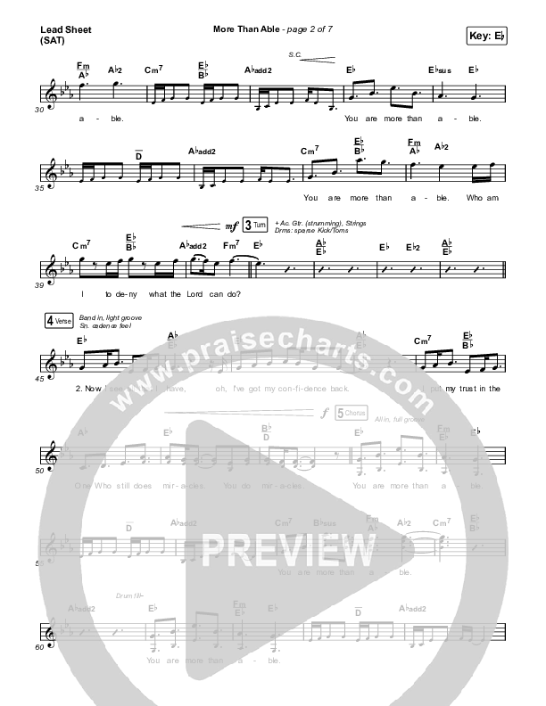 More Than Able (Choral Anthem SATB) Lead Sheet (SAT) (Elevation Worship / Chandler Moore / Tiffany Hudson / Arr. Phil Nitz)