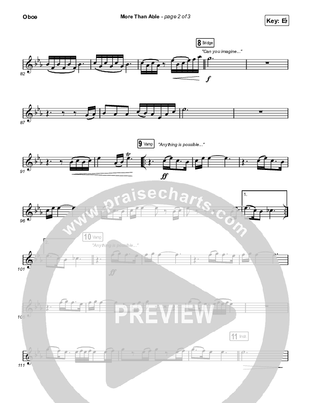 More Than Able (Choral Anthem SATB) Oboe (Elevation Worship / Chandler Moore / Tiffany Hudson / Arr. Phil Nitz)