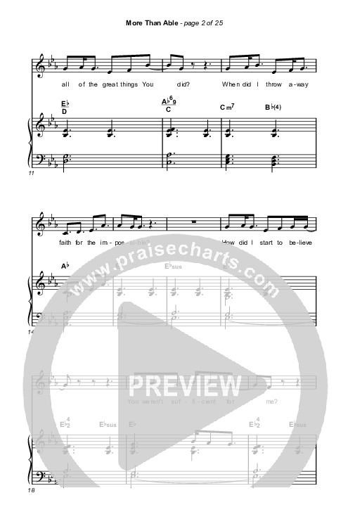 More Than Able (Choral Anthem SATB) Octavo (SATB & Pno) (Elevation Worship / Chandler Moore / Tiffany Hudson / Arr. Phil Nitz)