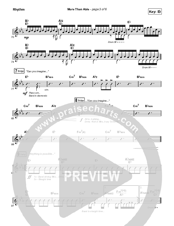 More Than Able (Choral Anthem SATB) Rhythm Chart (Elevation Worship / Chandler Moore / Tiffany Hudson / Arr. Phil Nitz)