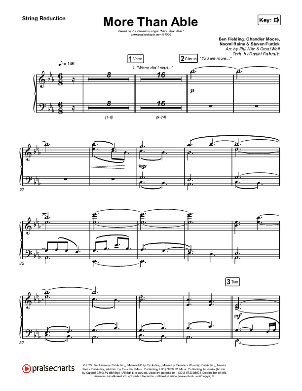 More Than Able (Choral Anthem SATB) String Reduction (Elevation Worship / Chandler Moore / Tiffany Hudson / Arr. Phil Nitz)