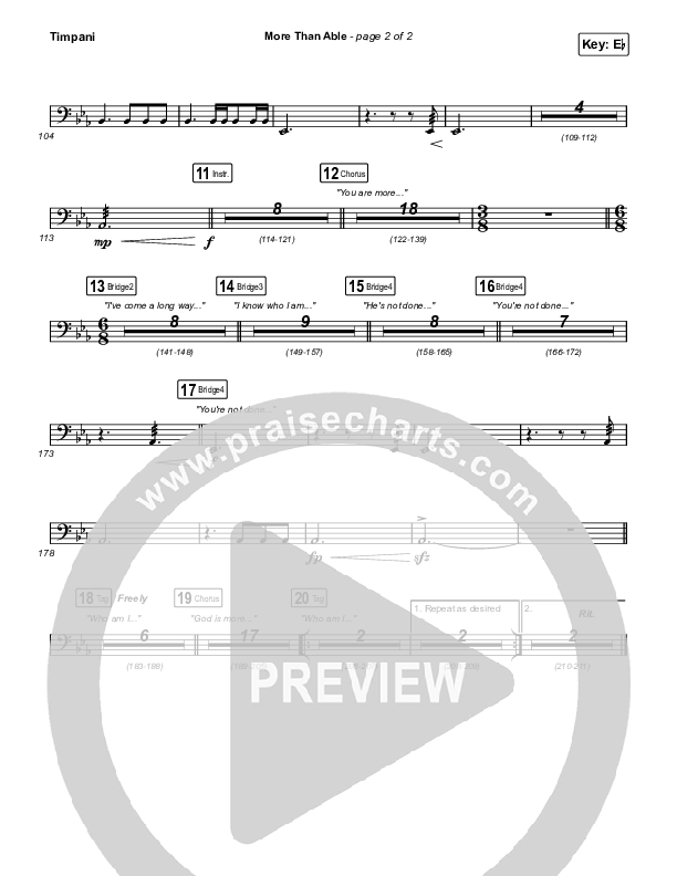 More Than Able (Choral Anthem SATB) Timpani (Elevation Worship / Chandler Moore / Tiffany Hudson / Arr. Phil Nitz)