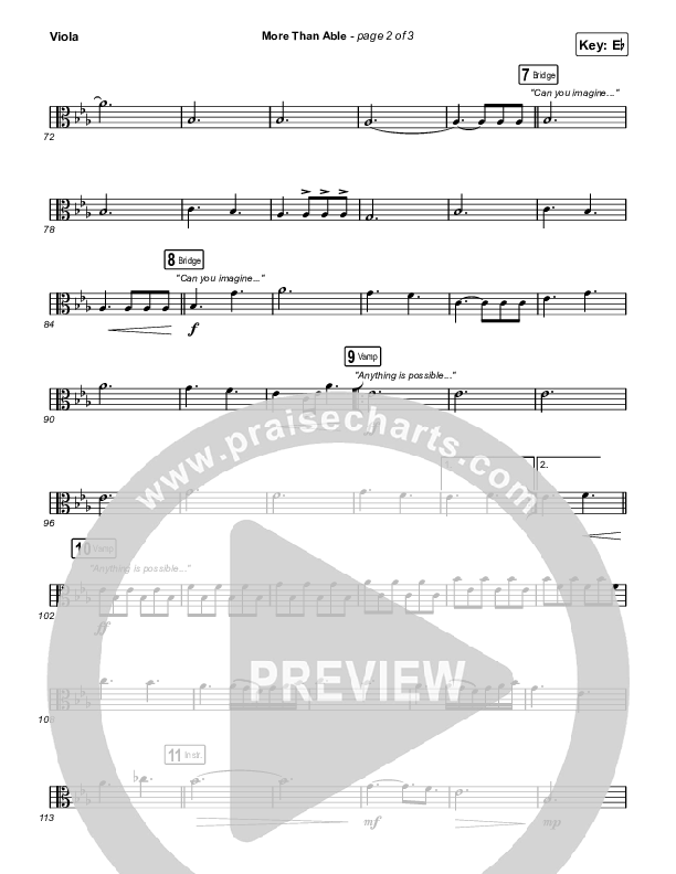 More Than Able (Choral Anthem SATB) Viola (Elevation Worship / Chandler Moore / Tiffany Hudson / Arr. Phil Nitz)