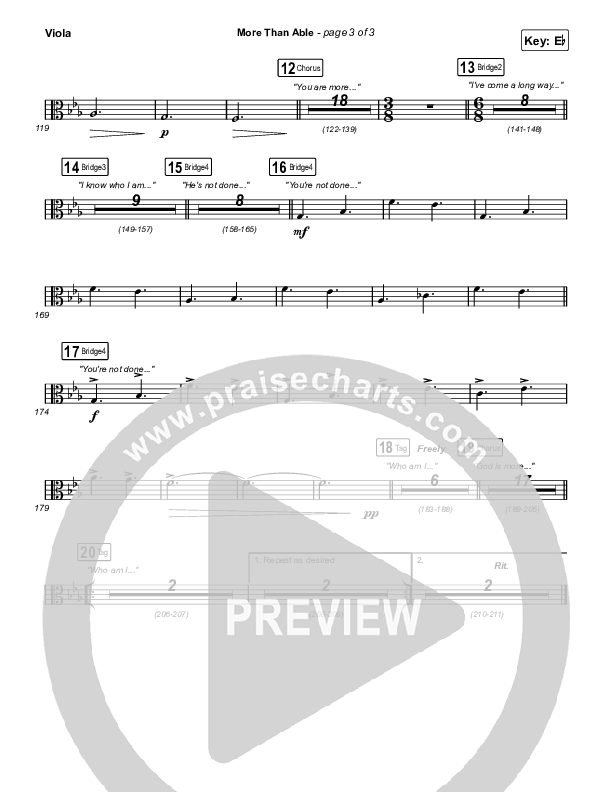 More Than Able (Choral Anthem SATB) Viola (Elevation Worship / Chandler Moore / Tiffany Hudson / Arr. Phil Nitz)