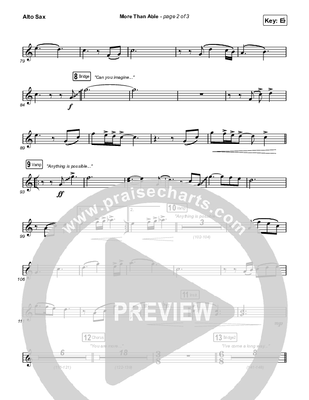 More Than Able (Worship Choir/SAB) Alto Sax (Elevation Worship / Chandler Moore / Tiffany Hudson / Arr. Phil Nitz)