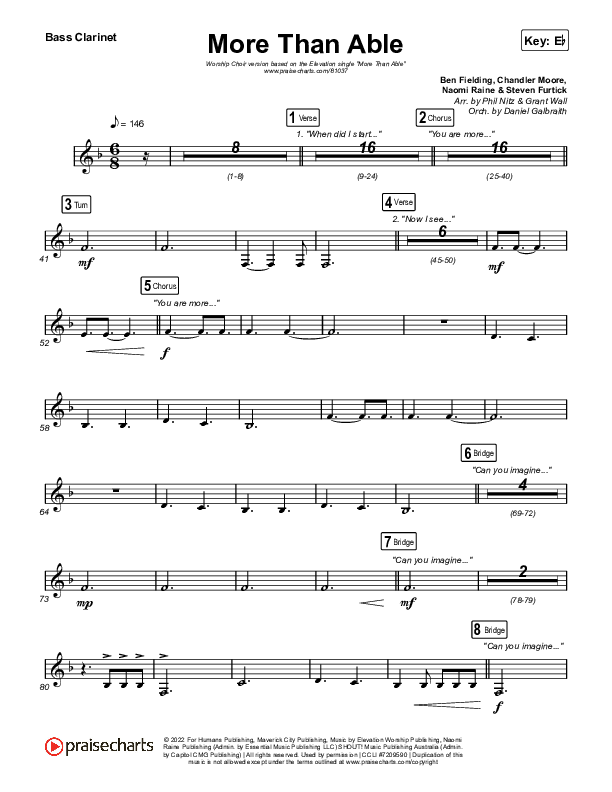 More Than Able (Worship Choir/SAB) Bass Clarinet (Elevation Worship / Chandler Moore / Tiffany Hudson / Arr. Phil Nitz)