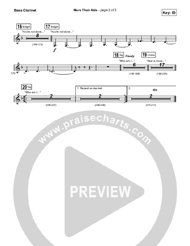 More Than Able (Worship Choir/SAB) Bass Clarinet (Elevation Worship / Chandler Moore / Tiffany Hudson / Arr. Phil Nitz)