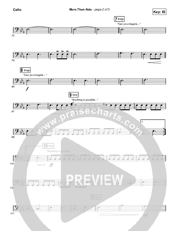 More Than Able (Worship Choir/SAB) Cello (Elevation Worship / Chandler Moore / Tiffany Hudson / Arr. Phil Nitz)