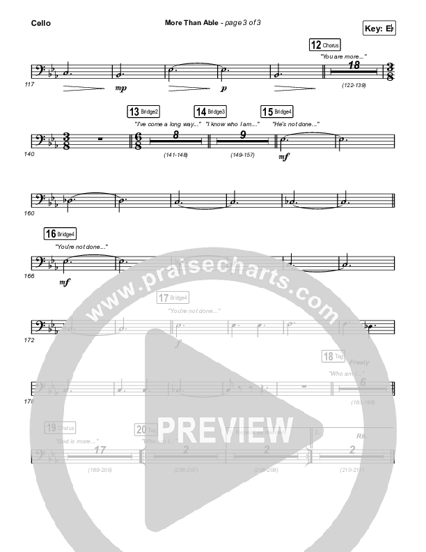 More Than Able (Worship Choir/SAB) Cello (Elevation Worship / Chandler Moore / Tiffany Hudson / Arr. Phil Nitz)
