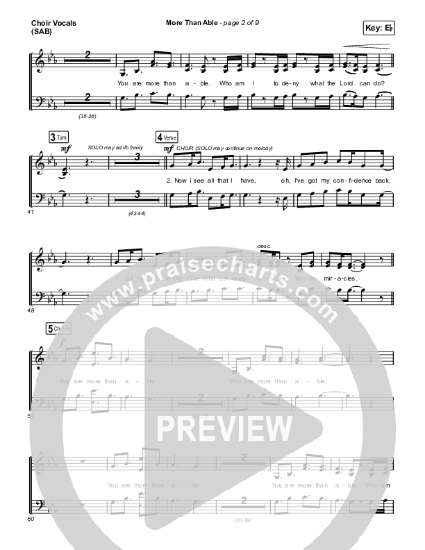 More Than Able (Worship Choir/SAB) Choir Sheet (SAB) (Elevation Worship / Chandler Moore / Tiffany Hudson / Arr. Phil Nitz)