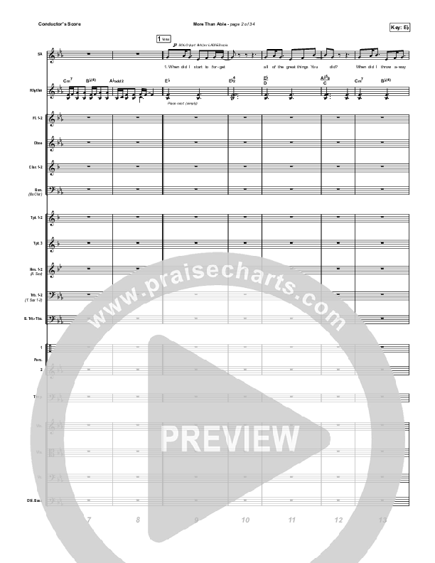 More Than Able (Worship Choir/SAB) Conductor's Score (Elevation Worship / Chandler Moore / Tiffany Hudson / Arr. Phil Nitz)
