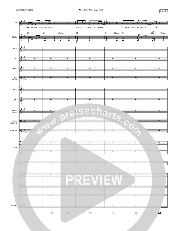 More Than Able (Worship Choir/SAB) Conductor's Score (Elevation Worship / Chandler Moore / Tiffany Hudson / Arr. Phil Nitz)