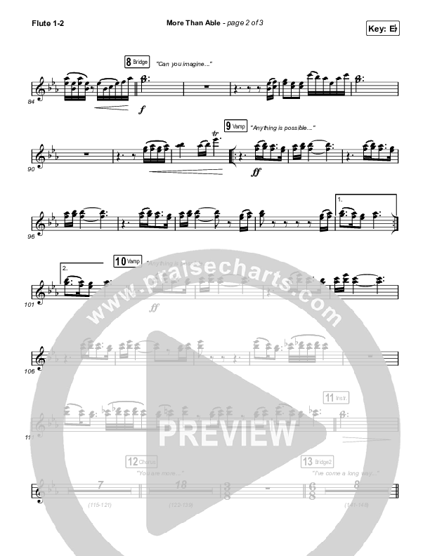 More Than Able (Worship Choir/SAB) Flute 1/2 (Elevation Worship / Chandler Moore / Tiffany Hudson / Arr. Phil Nitz)