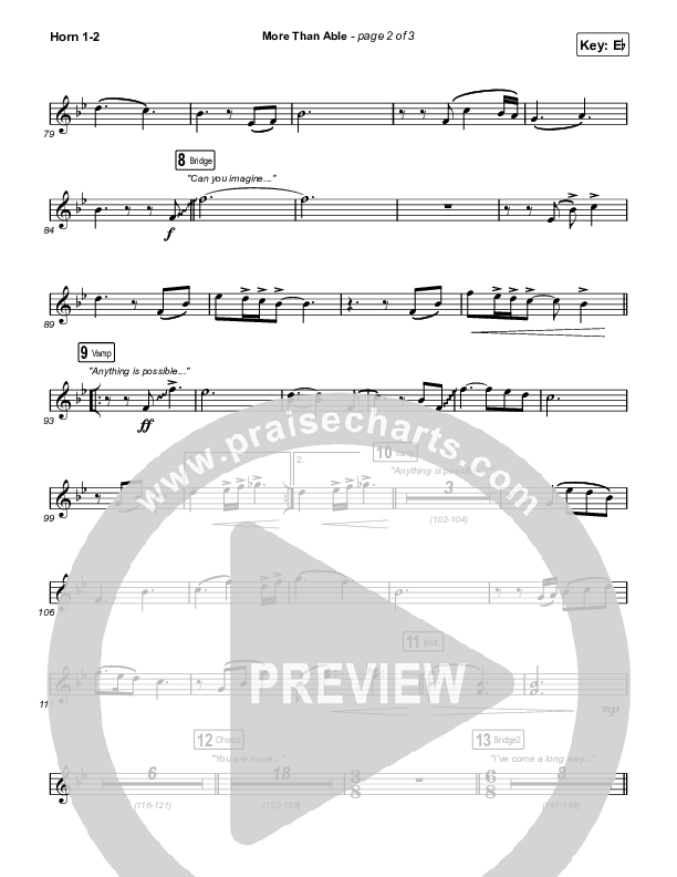 More Than Able (Worship Choir/SAB) French Horn 1/2 (Elevation Worship / Chandler Moore / Tiffany Hudson / Arr. Phil Nitz)