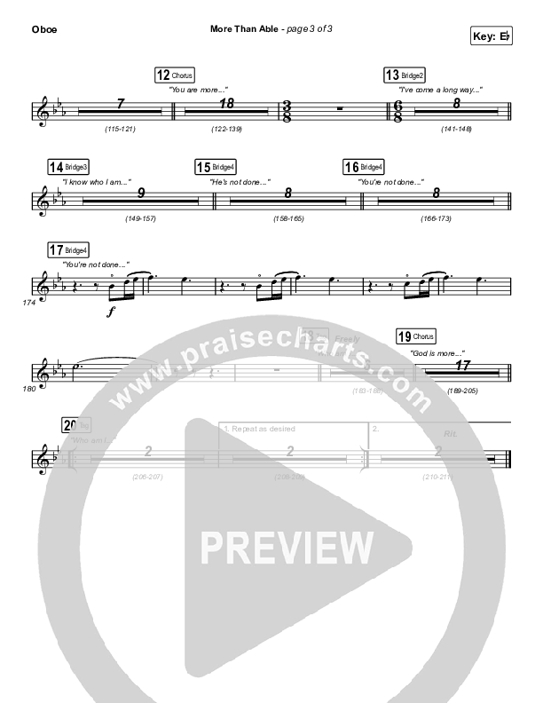 More Than Able (Worship Choir/SAB) Oboe (Elevation Worship / Chandler Moore / Tiffany Hudson / Arr. Phil Nitz)