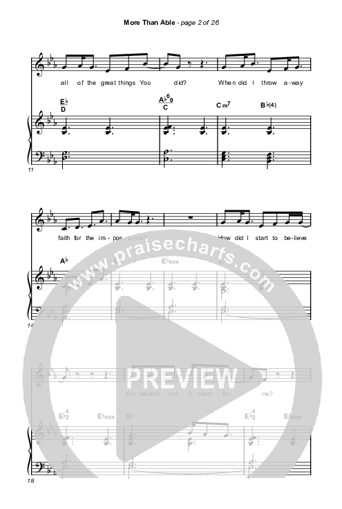 More Than Able (Worship Choir/SAB) Octavo (SAB & Pno) (Elevation Worship / Chandler Moore / Tiffany Hudson / Arr. Phil Nitz)