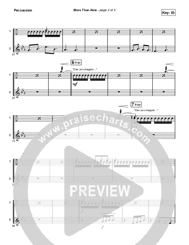 More Than Able (Worship Choir/SAB) Percussion (Elevation Worship / Chandler Moore / Tiffany Hudson / Arr. Phil Nitz)