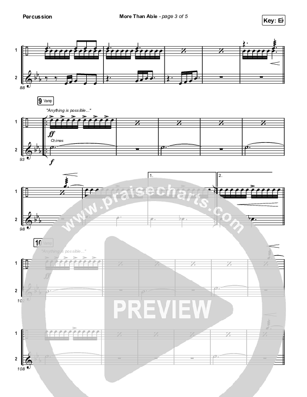 More Than Able (Worship Choir/SAB) Percussion (Elevation Worship / Chandler Moore / Tiffany Hudson / Arr. Phil Nitz)