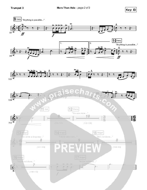 More Than Able (Worship Choir/SAB) Trumpet 3 (Elevation Worship / Chandler Moore / Tiffany Hudson / Arr. Phil Nitz)