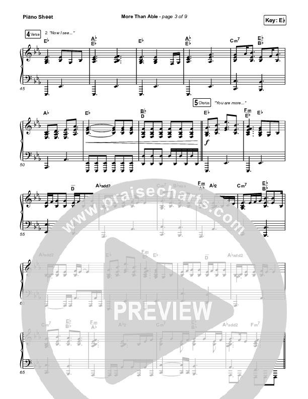 More Than Able (Unison/2-Part) Piano Sheet (Elevation Worship / Chandler Moore / Tiffany Hudson / Arr. Phil Nitz)