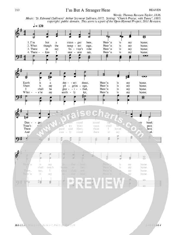 I'm But A Stranger Here Hymn Sheet (SATB) (Traditional Hymn)