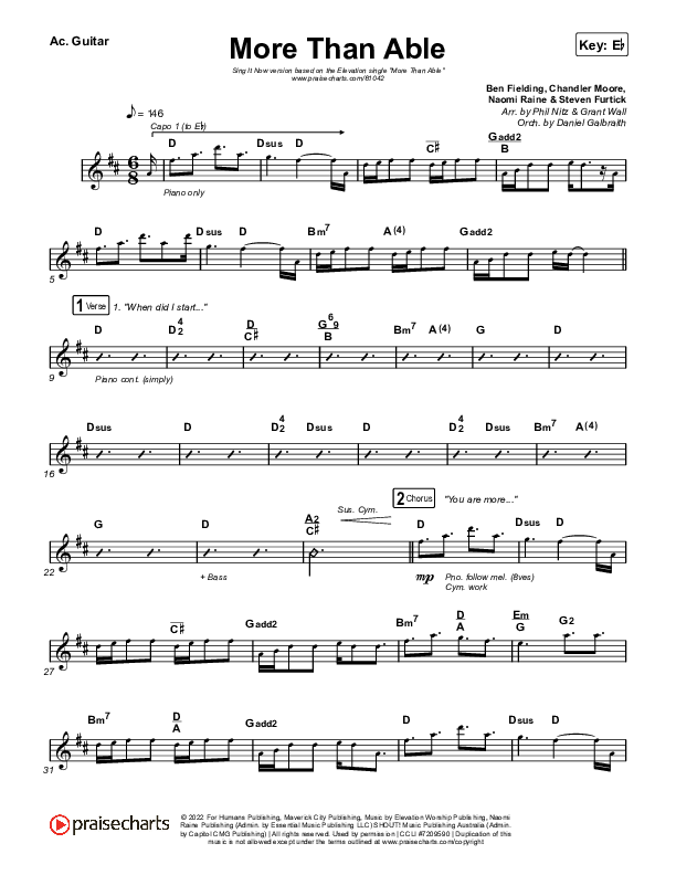 More Than Able (Sing It Now) Acoustic Guitar (Elevation Worship / Chandler Moore / Tiffany Hudson / Arr. Phil Nitz)