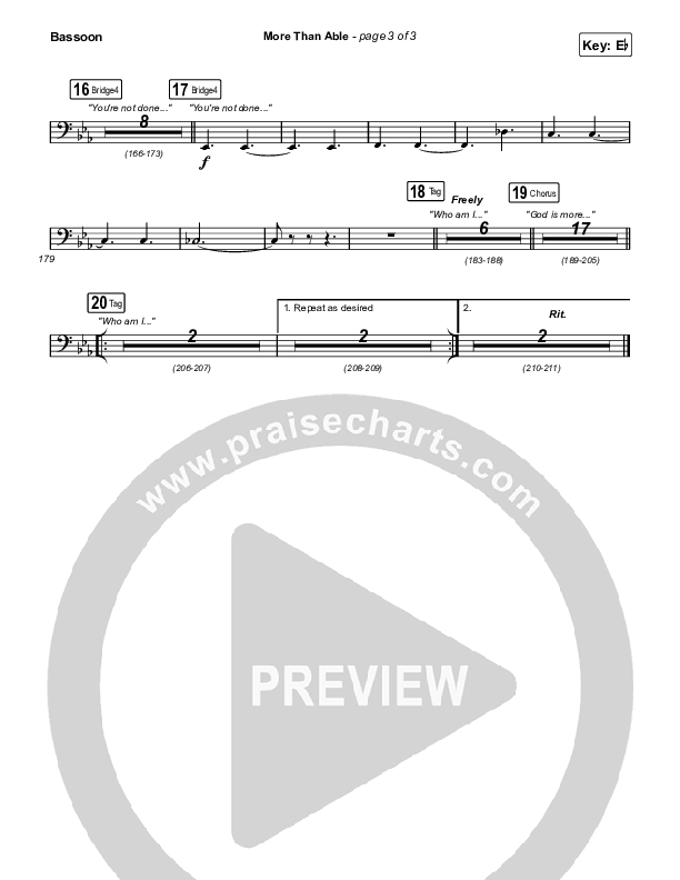 More Than Able (Sing It Now) Bassoon (Elevation Worship / Chandler Moore / Tiffany Hudson / Arr. Phil Nitz)