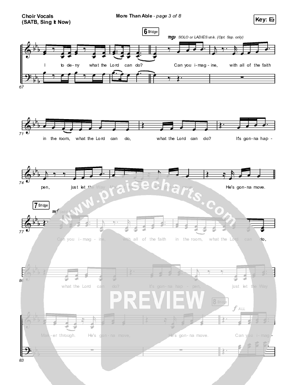 More Than Able (Sing It Now) Choir Sheet (SATB) (Elevation Worship / Chandler Moore / Tiffany Hudson / Arr. Phil Nitz)