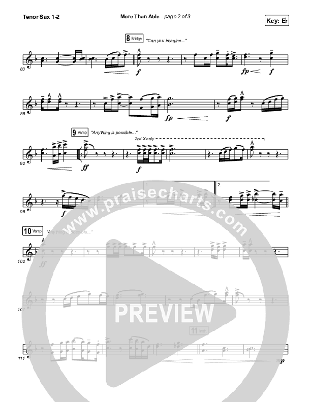 More Than Able (Sing It Now) Tenor Sax 1/2 (Elevation Worship / Chandler Moore / Tiffany Hudson / Arr. Phil Nitz)