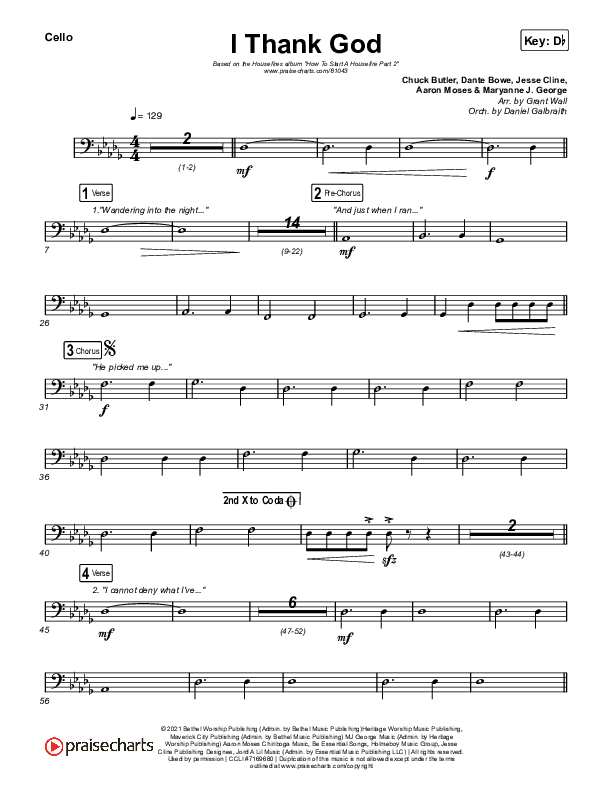 I Thank God Cello (Housefires / JWLKRS Worship)