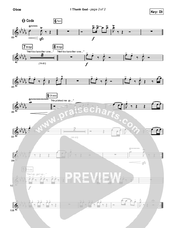 I Thank God Oboe (Housefires / JWLKRS Worship)