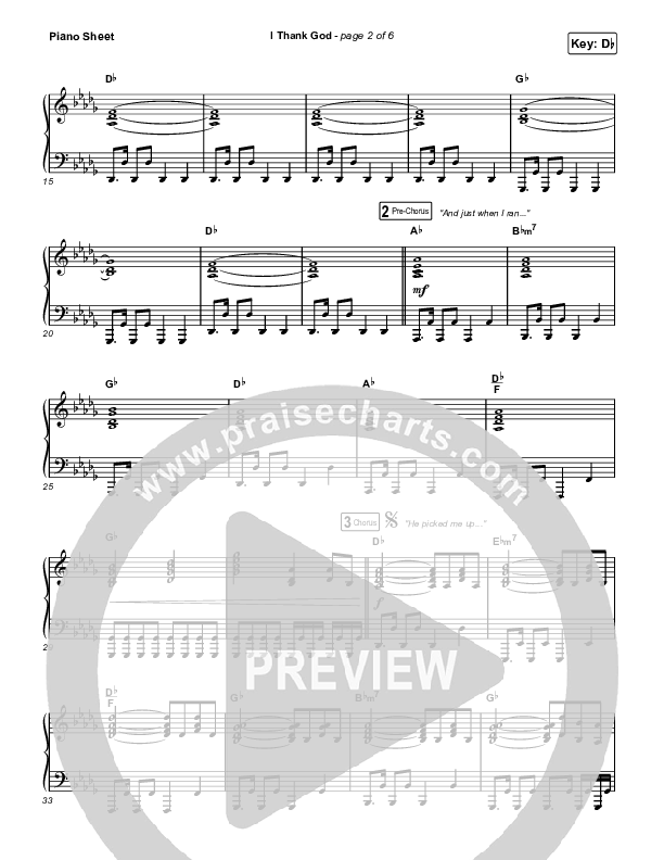 I Thank God Piano Sheet (Housefires / JWLKRS Worship)