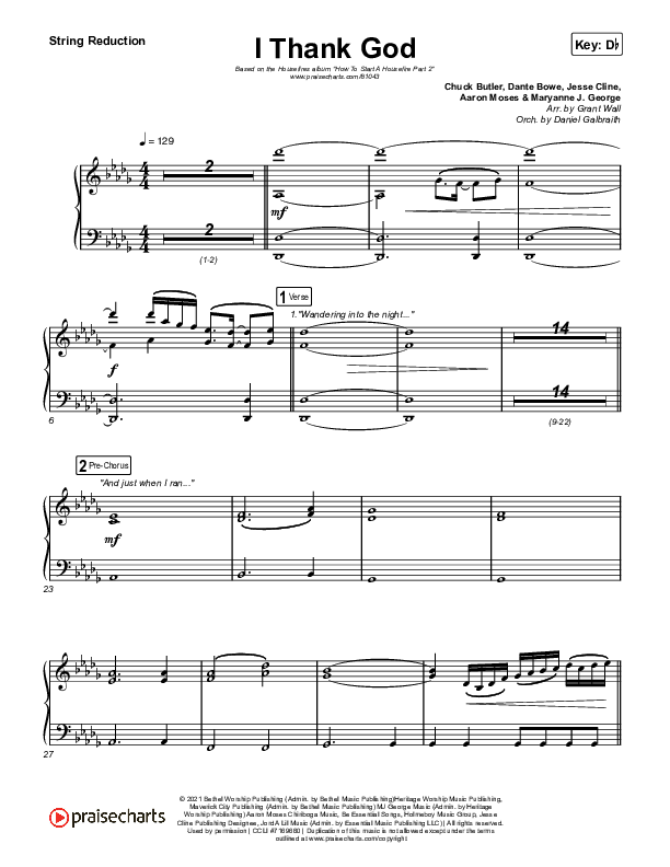 I Thank God String Reduction (Housefires / JWLKRS Worship)