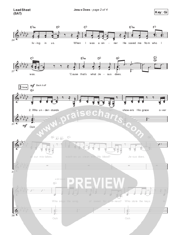 Jesus Does (Single) Lead Sheet (SAT) (We The Kingdom)