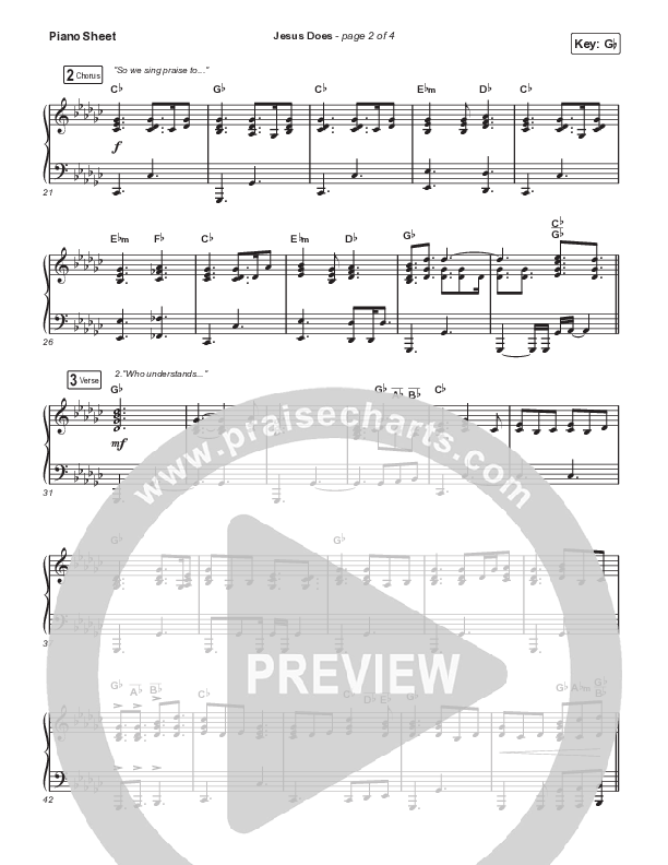 Jesus Does (Single) Piano Sheet (We The Kingdom)