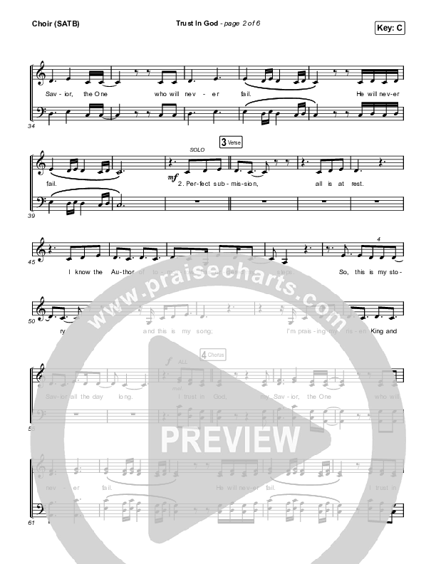 Trust In God Choir Sheet (SATB) (Elevation Worship / Chris Brown)