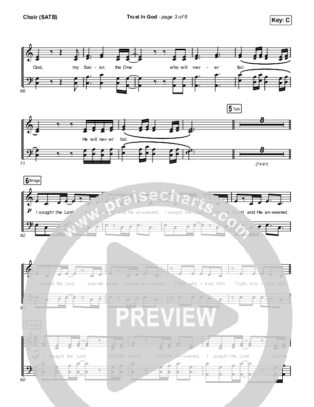 Trust In God Choir Sheet (SATB) (Elevation Worship / Chris Brown)