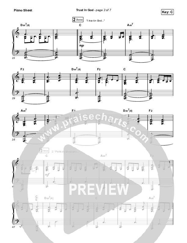 Trust In God Piano Sheet (Elevation Worship / Chris Brown)