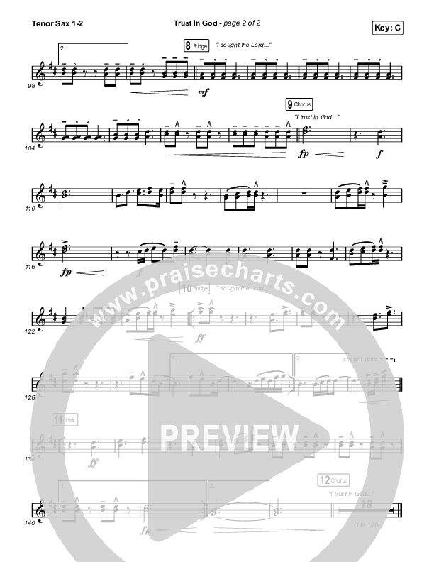 Trust In God Tenor Sax 1,2 (Elevation Worship / Chris Brown)