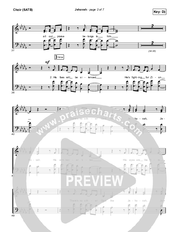 Jehovah Choir Sheet (SATB) (Elevation Worship / Chris Brown)