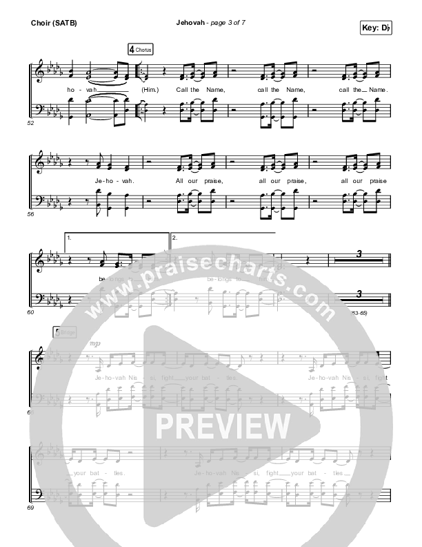 Jehovah Choir Sheet (SATB) (Elevation Worship / Chris Brown)